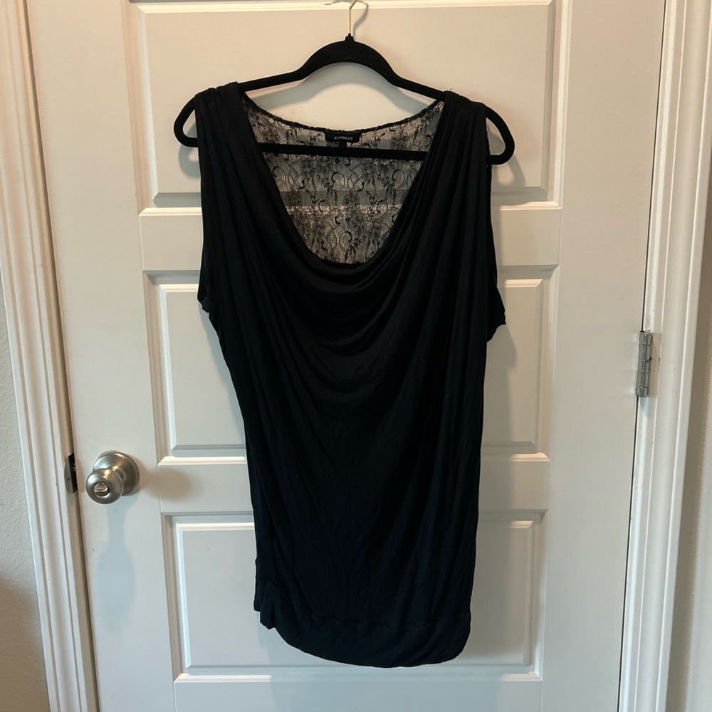 2/$25 Express Black Sleeveless Blouse with Lace Detail